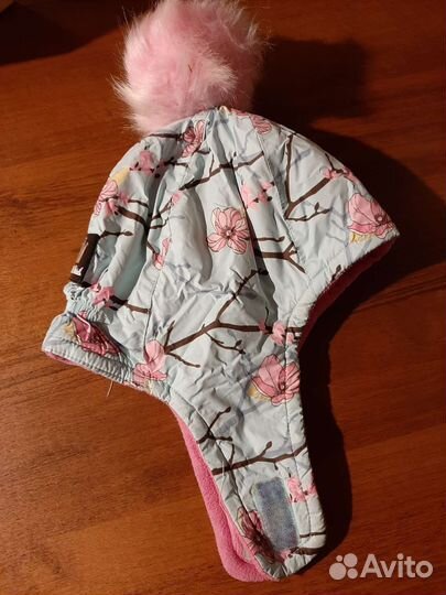 Шапка для девочки на полкладке с варежками