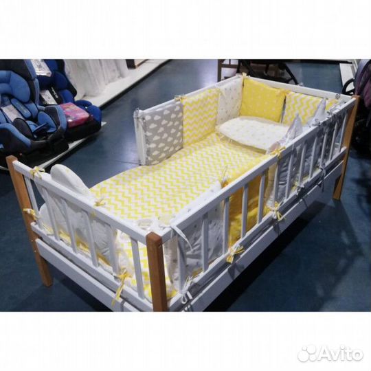 Кроватка Лисенок высокий борт берёза для малыша