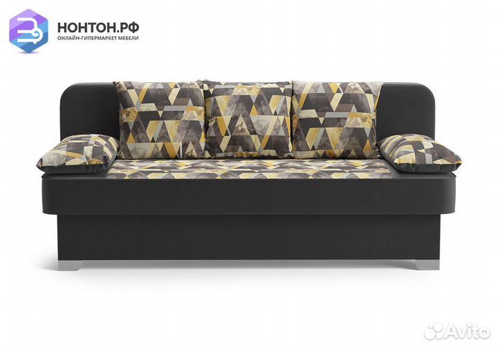 Диван еврокнижка Арвен темно-серый / принт Snow Br