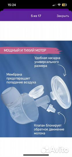 Молокоотсос портативный электрический roxy-kids