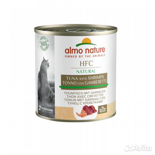 Almo Nature консервы для кошек, с тунцом и креветк