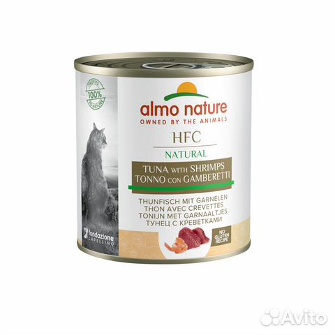 Almo Nature консервы для кошек, с тунцом и креветк