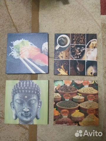 Постеры на рамке 4 штуки 15х15 см