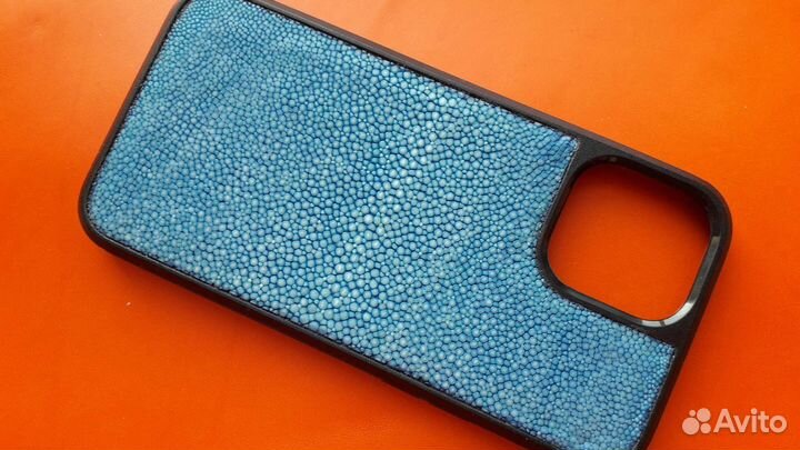 Чехол телефона iPhone 12 13про макс из кожи ската