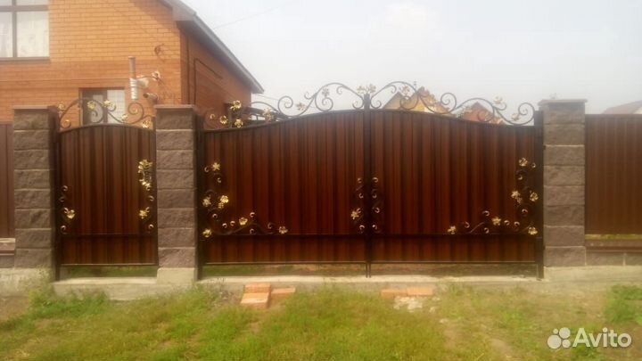 Кованые распашные ворота