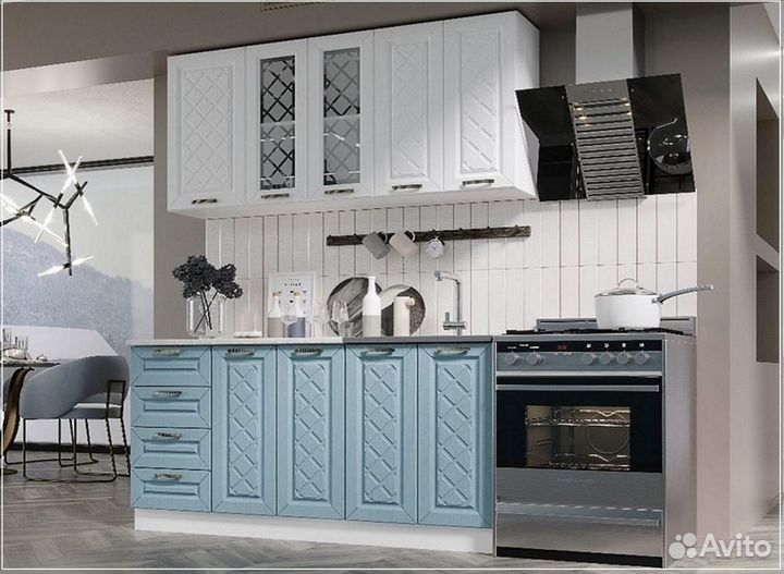 Кухня Агава Белая/Аква 1,6м