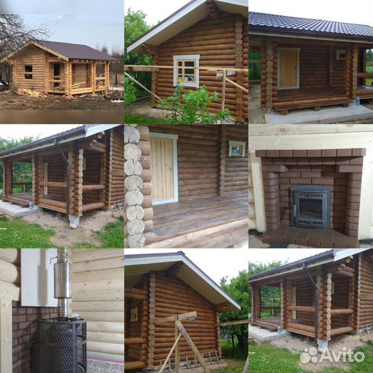 Бригада строителей работы по рубке домов бань