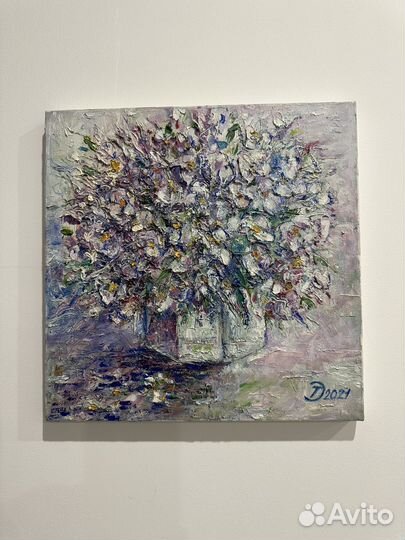 Картина маслом полевые цветы 30*30