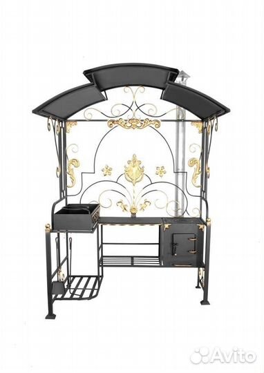 Мангал с крышей / лофт кованый с печью и беседкой