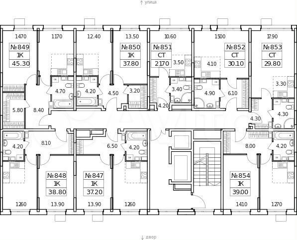 1-к. квартира, 54,8 м², 3/6 эт.