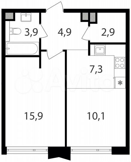 2-к. квартира, 45 м², 6/24 эт.