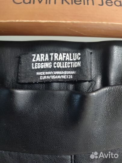 Кожаные брюки zara m