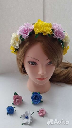 Ободок с цветами ручная работа