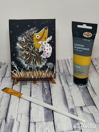 Мини картина с мольбертом Ёжик