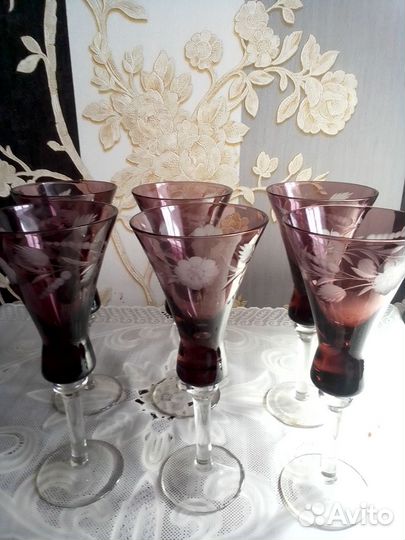 Фужеры цветное стекло СССР винтаж