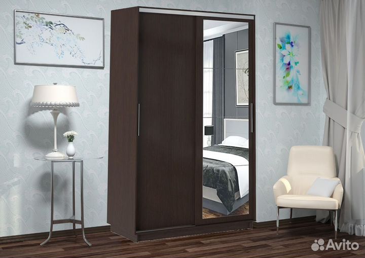 Шкаф-купе Стоун Зеркало 2-дверный с ящиками