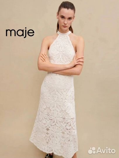 Платье белое кружевное maje