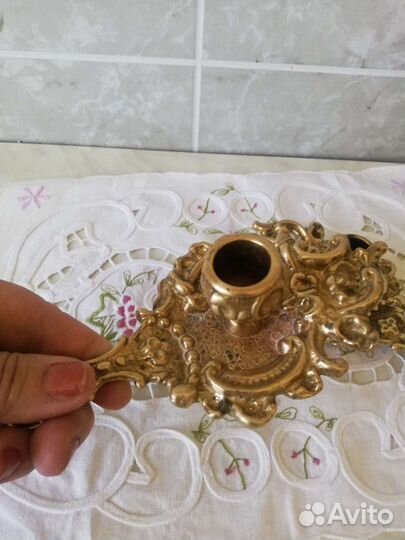 4 Старинные латунные подсвечники