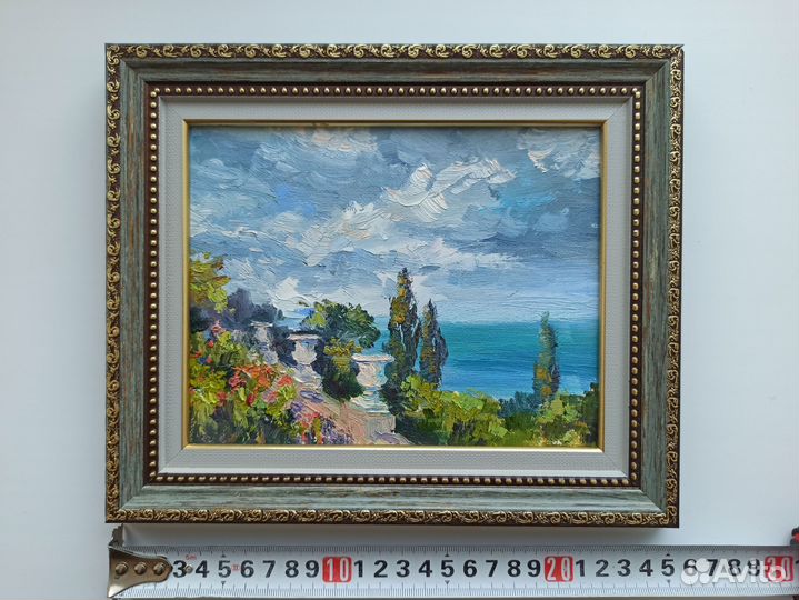 Картина маслом. Морской пейзаж. Набережная Крым