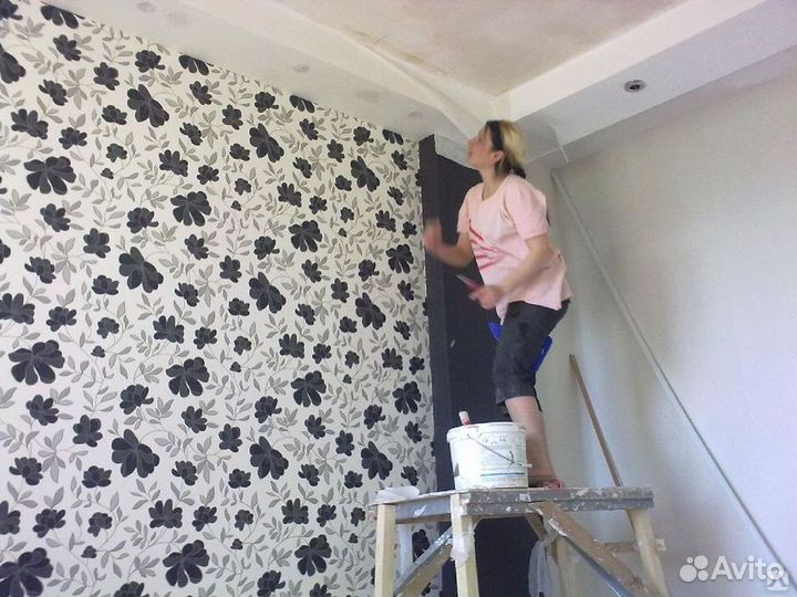 Шпаклевка, поклейка обоев, покраска