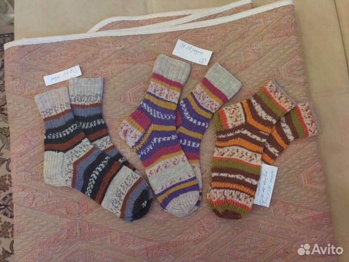 Носки ручной вязки шерстяные