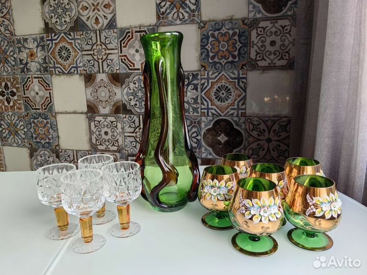 Цветной хрусталь, стекло. Вазы, фужеры и др. СССР