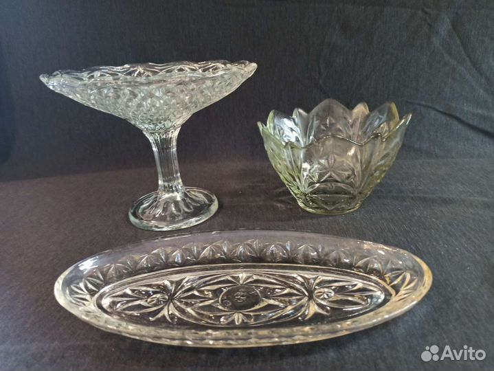 Конфетница, ваза,селедочница стекло СССР