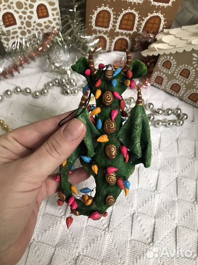 Ватная елочная игрушка Дракон