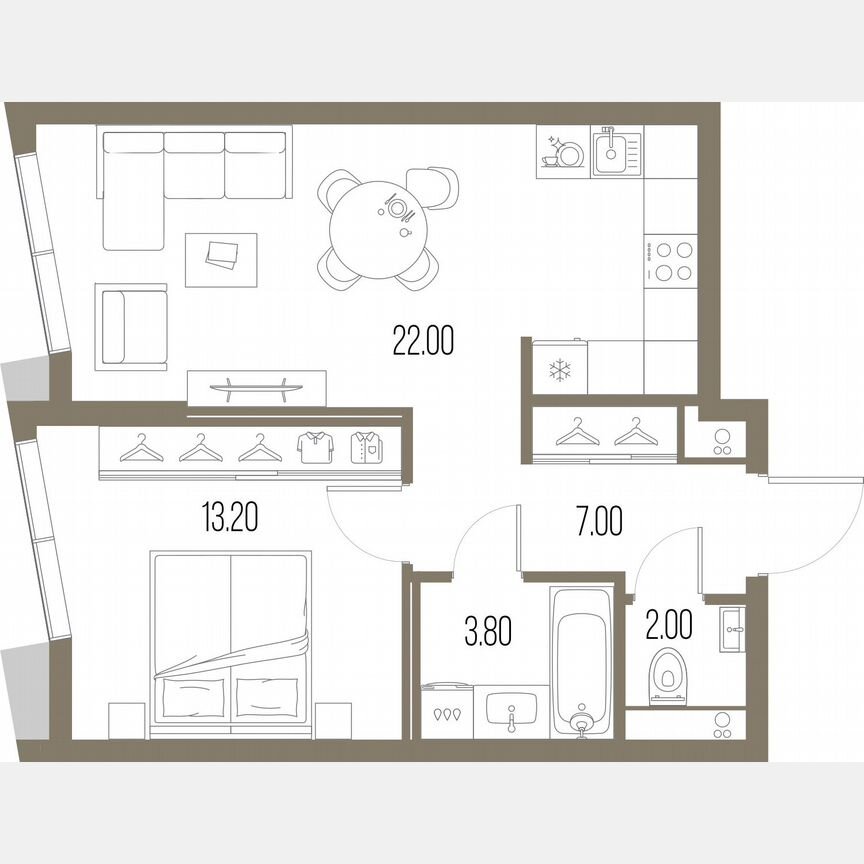 1-к. квартира, 48 м², 44/58 эт.