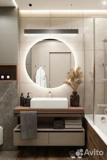 Круглое зеркало 110 см с LED подсветкой и диммером