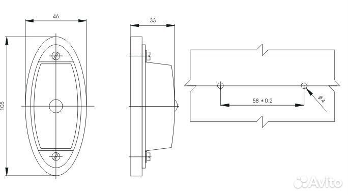 Фонарь габаритный на крыло прицепа G02 бел-красный