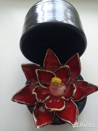 Керамическая баночка шкатулка Лилия с Дюймовочкой