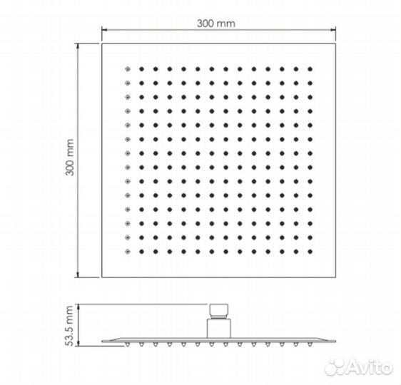 Лейка для верхнего душа 300х300 мм металл хром