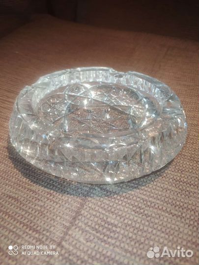 Хрустальная пепельница. Времён ссср. Диаметр 15см