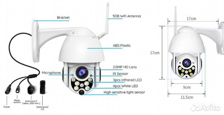 Поворотная уличная камера Wifi 4g на 2.3.5мп