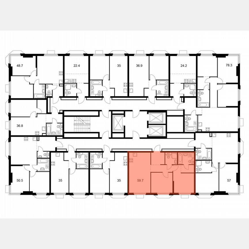 2-к. квартира, 59 м², 2/24 эт.