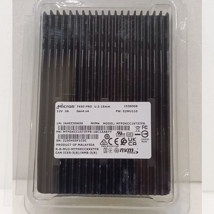 [MTFDKCC15T3TFR-1BC] Ssd Micron 7450 Pro 15.36tb U.3 Mtfdkcc15t3tfr-1bc
