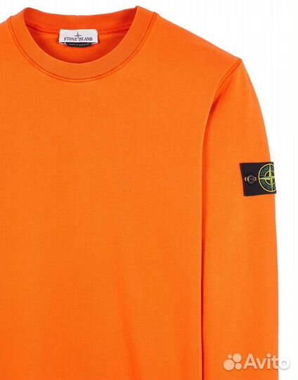 Кофта stone island crewneck cotton fleece orange