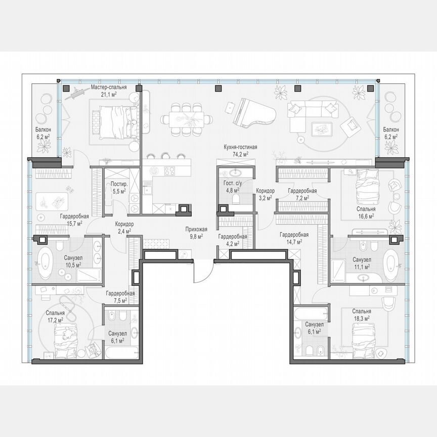 4-к. квартира, 259,5 м², 7/10 эт.