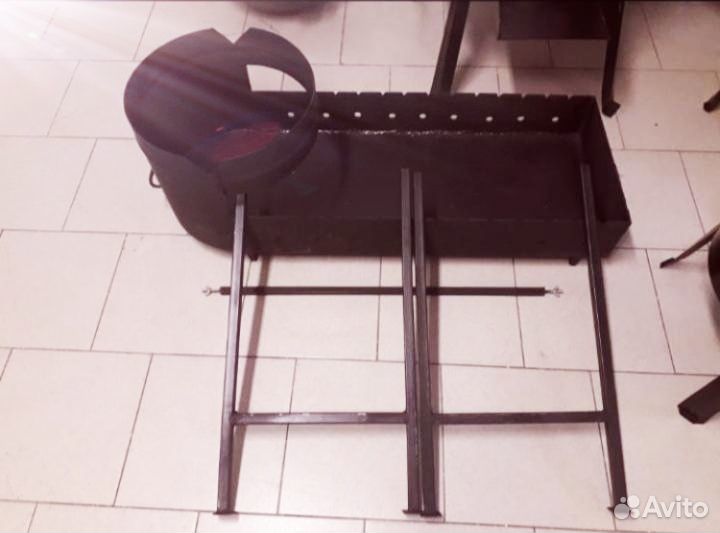 Мангал с печью под казан+казан+кочерга