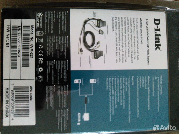 Двухпортовый переключатель D-Link KVM-221/RU