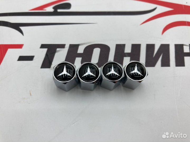 Колпачки на ниппель Mercedes Benz звезда хром с