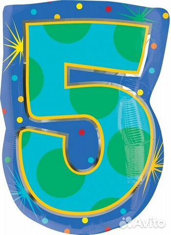 Воздушный шар цифра 5 конфетти 50см США