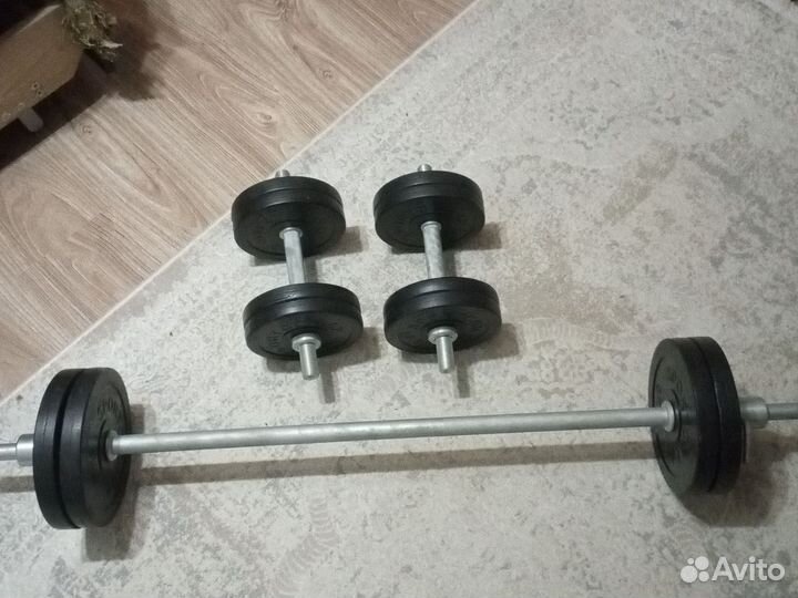 Гантели разборные по 10 кг,штанга разборная-28 кг