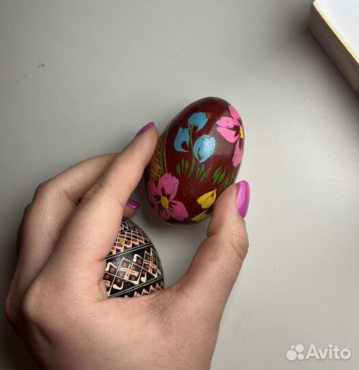 Яйцо деревянное расписное СССР