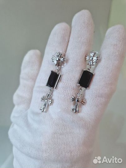 Серьги длинные в стиле Chrome Hearts