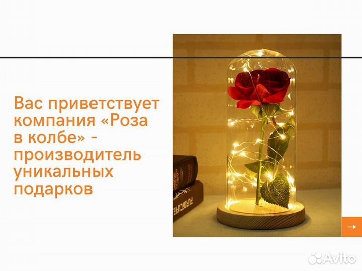 Неувядающая роза в колбе