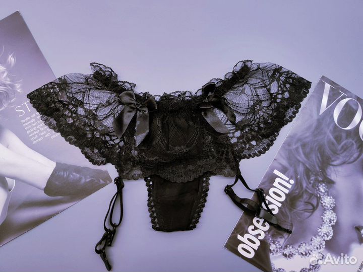 Пояс для чулок кружевной черный красный