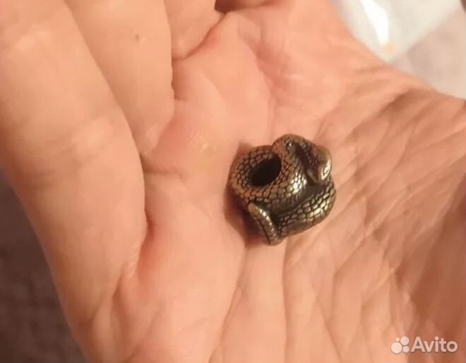 Бусина для темляка змея брелок бронза