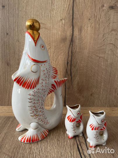 Графин Рыбка + Две рюмки